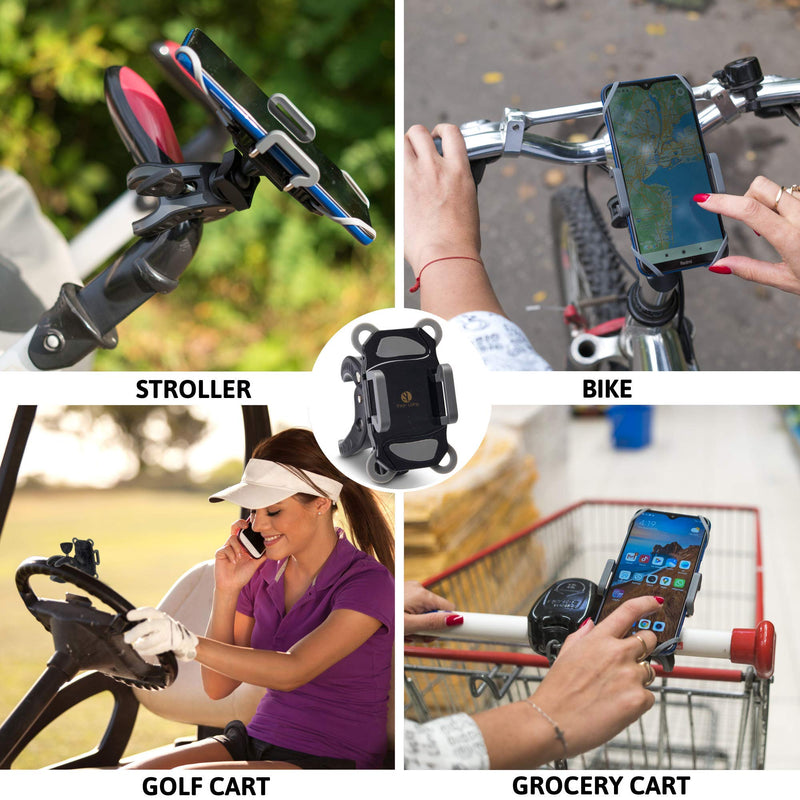 [Australia - AusPower] - Stroller Phone Holder, Shopping Cart Phone Holder, Golf Cart Phone Holder, Bike Phone Mount, for Motorcycle, Scooter, ATV, Boat, Spin Bike, Bicycle Handlebar- Universal- iPhone, Cell Phone Clamp 