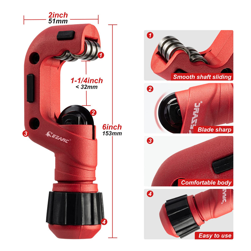 [Australia - AusPower] - EZARC Tubing Cutter, Copper Pipe Cutter 5/32 to 1-1/4 inch, Heavy Duty Tube Cutter Tool for Cutting Copper, Aluminum, and Thin Stainless Steel Tube 