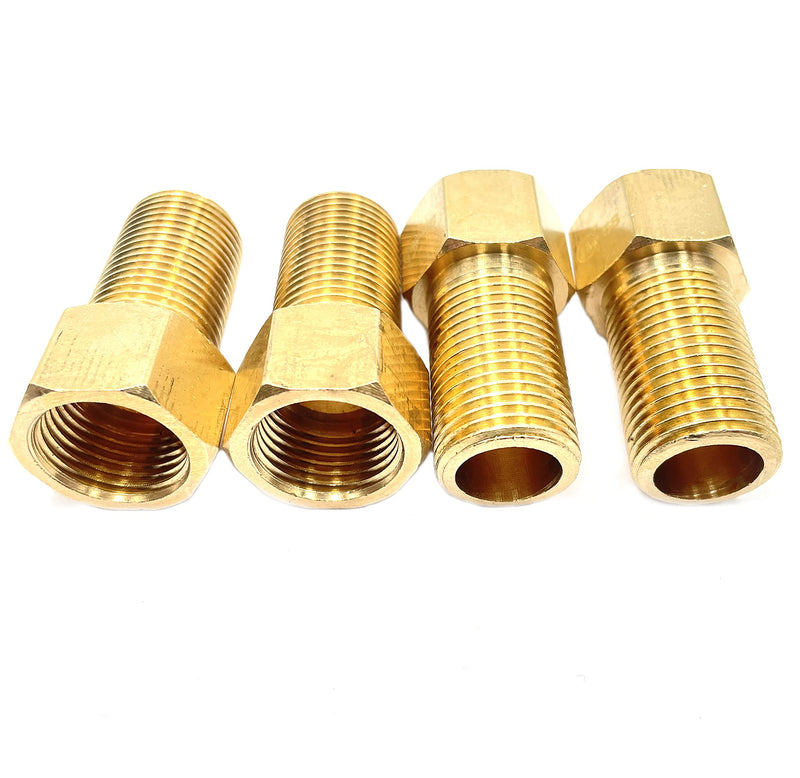 [Australia - AusPower] - 4pcs 1/2" Female to 1/2" Male Pipe Nipple Extension Connector Fitting,Brass Pipe Fitting Reducer Adapter,Hex Bushing Adapter, Solid Brass Length 50mm/1.97" 