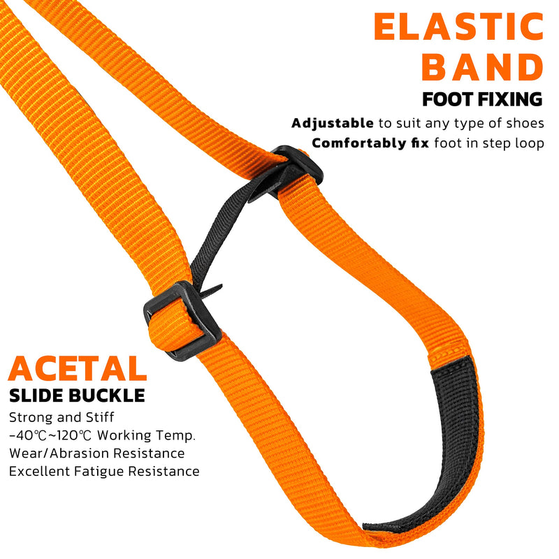 [Australia - AusPower] - GM CLIMBING Foot Loop Ascender Sling Adjustable for Rope Ascending Climbing Arborist Caving Aid Climbing Gear SRT Rope Walking Frog Ascending Foot Loop - Orange 