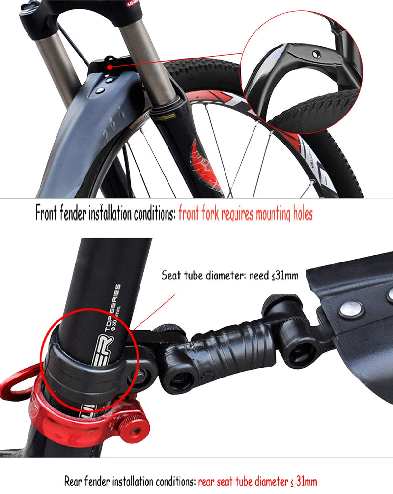 [Australia - AusPower] - Adjustable Road Mountain Bike Bicycle Cycling Tire Front/Rear Mud Guards Mudguard Fenders Set Black-1 