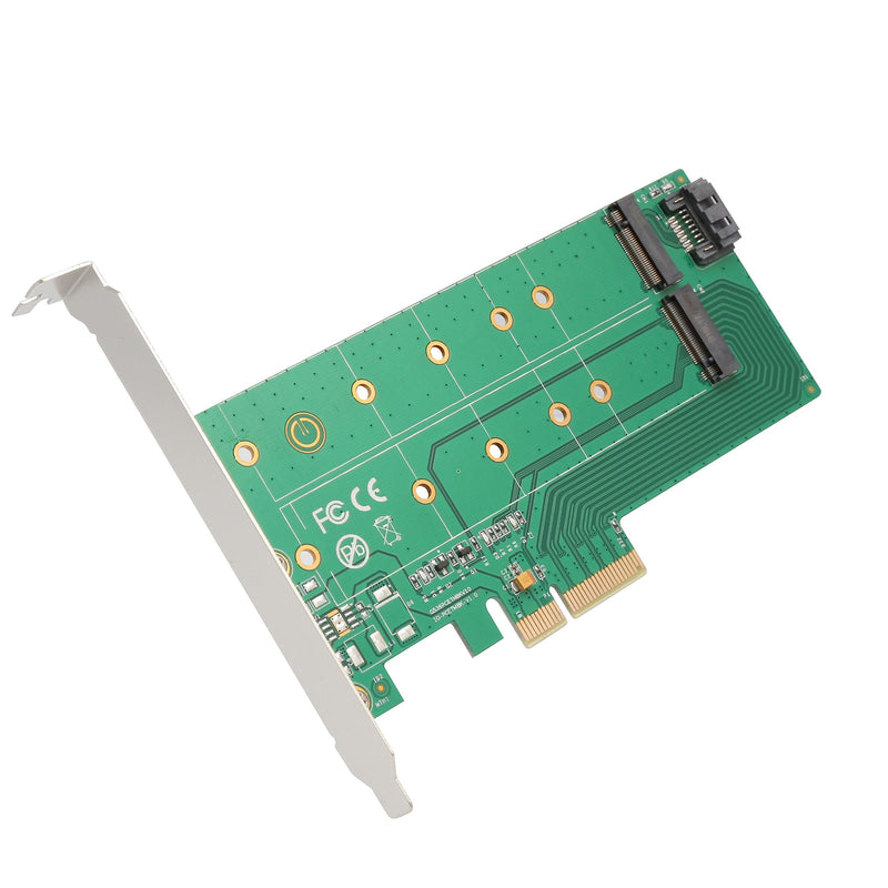 [Australia - AusPower] - I/O Crest M2 SSD NVME M-Key to PCI-e 3.0 x4 Adapter Card and SATA B-Key M.2 to SATA Port convertor 22110 2280 2260 2242 2230 to with Low Profile Bracket - Dual M.2 PCIe Adapter M.2 M-Key & B-Key PCI-e 