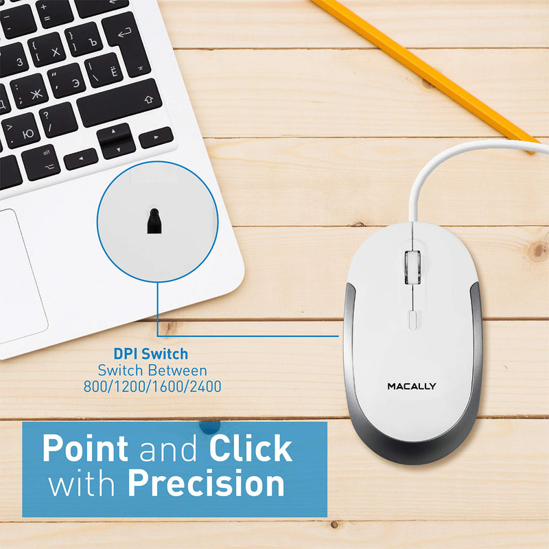 [Australia - AusPower] - Macally USB Wired Keyboard and Mouse Combo for Mac and PC - Save Space with a Compact Small Mac Keyboard and Mouse for MacBook Pro/Air, iMac, Mac Mini/Pro - Compatible Apple Keyboard and Mouse Silver 