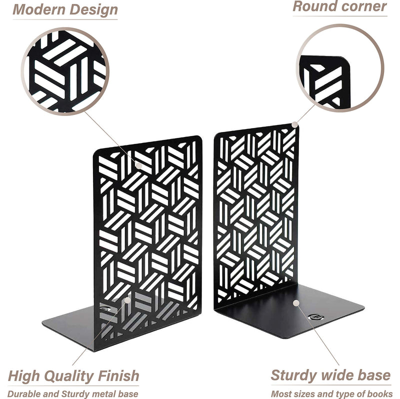 [Australia - AusPower] - CNK Bookends , Premium Book Ends for Book Shelves, Metal Book Ends for Home Office Heavy Books, Book Shelf Holder, Home Decorative, Book Stoppers, Book Holder, Set of 2 Black Hexagon Bookends… 