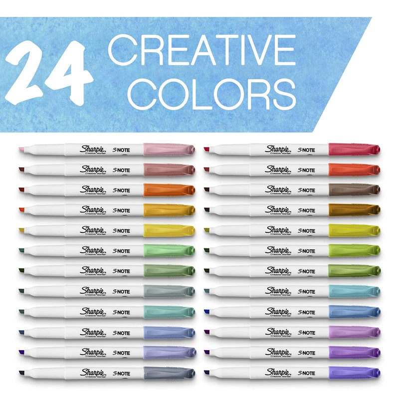 [Australia - AusPower] - Sharpie S-Note Creative Markers, Highlighters, Assorted Colors, Chisel Tip, 24 Count 