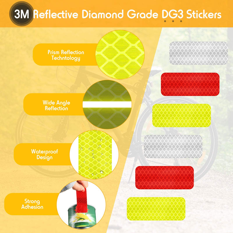 [Australia - AusPower] - Zonon 24 Pieces Warning Reflective Stickers Safety Reflective Stickers Night Visibility Adhesive Stickers Waterproof Reflective Tape Stickers for Vehicle Motorcycle Bicycle, 1.18 x 3.25 Inch 