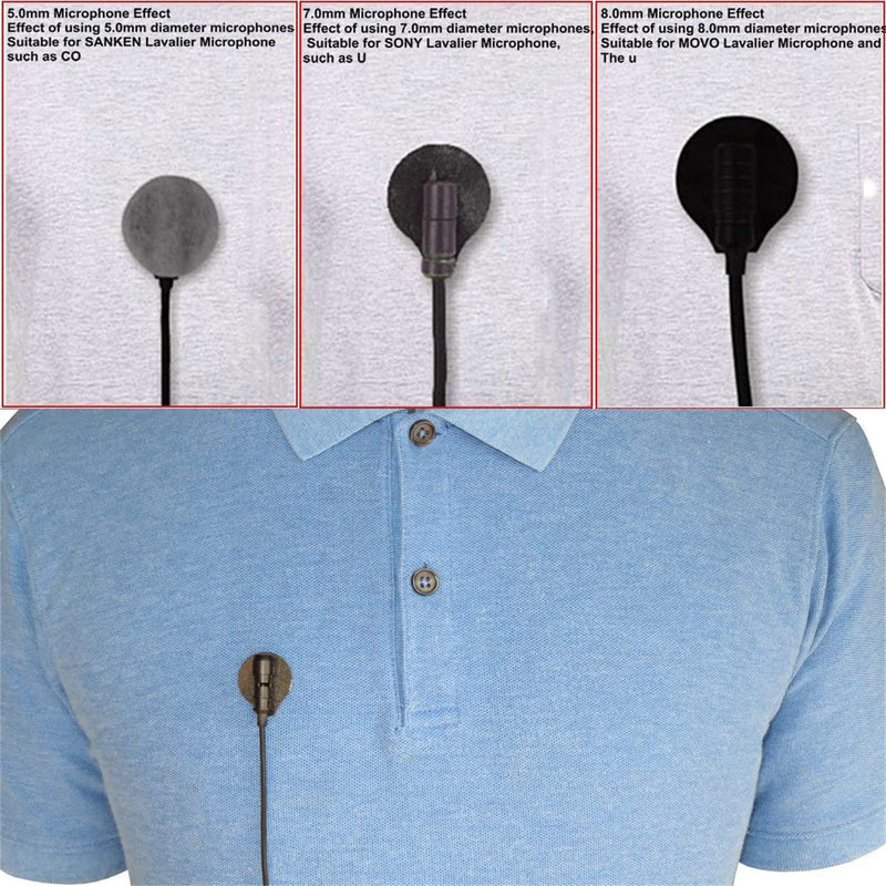 [Australia - AusPower] - Kicada Sticky Circles, No-Residue Mini Windshield Undercovers for Hiding Lavalier Lapel Microphones On Clothes to Reduce Wind Noise, Pack of 40 Sticker, 20 Fabric Circle of Each Black and White 