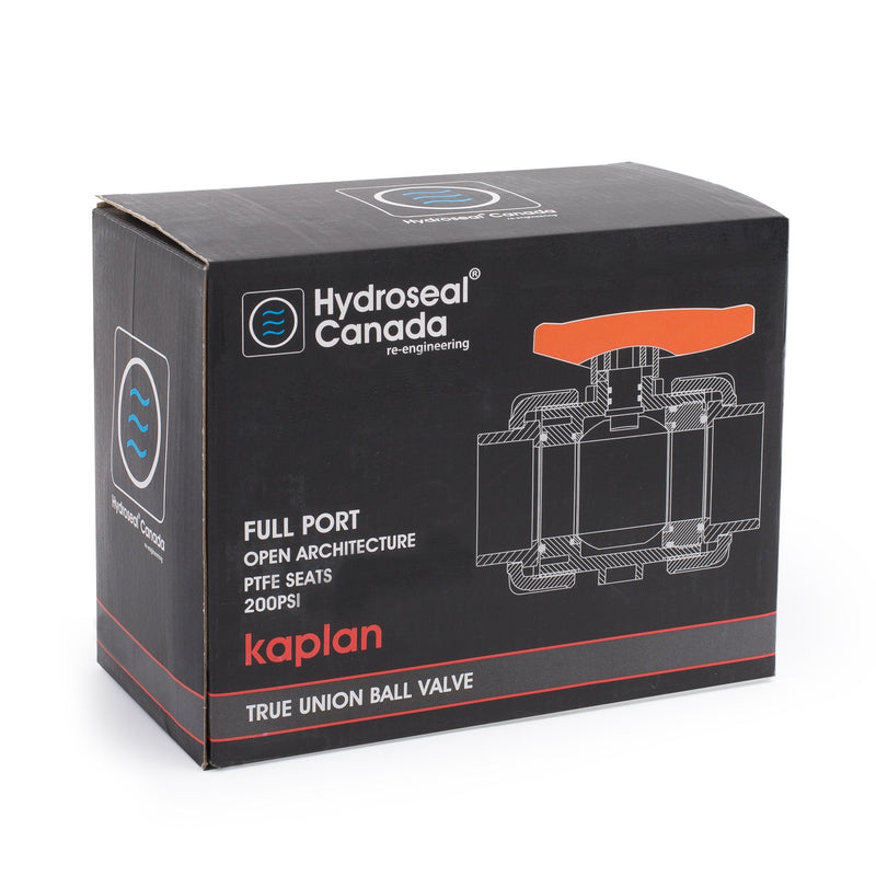 [Australia - AusPower] - HYDROSEAL Kaplan 1/2” PVC True Union Ball Valve Threaded (NPT) with Full Port, ASTM F1970, EPDM O-Rings and Reversible PTFE Seats (1/2'') 1/2'' 