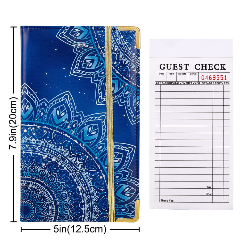 [Australia - AusPower] - Server Book, Bienbee Waitress Book Black Server Books for Waitress Waiter Book with Money Zipper Pocket Serving Book Server Notepad Waitress Waiter Accessories (B-Blue Mandala) B-Blue Mandala 