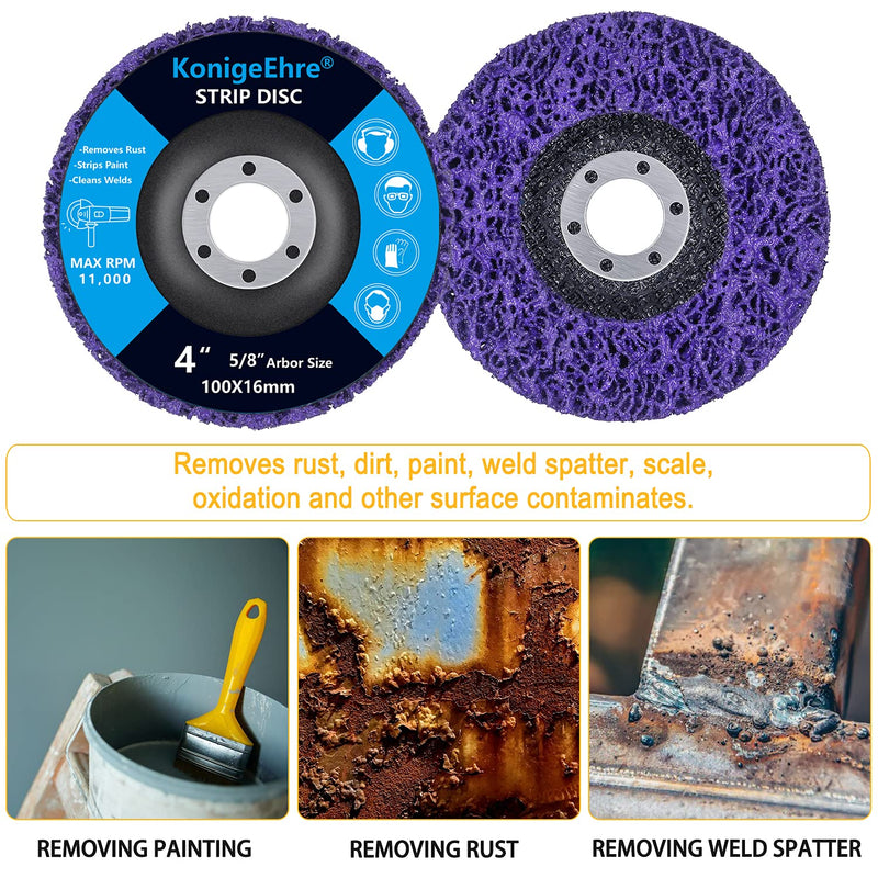 [Australia - AusPower] - KONIGEEHRE 6 Pack 4" x 5/8" Strip Discs Stripping Wheel Fit Angle Grinder Clean and Remove Paint Coating Rust Welds Oxidation 4 Inch 