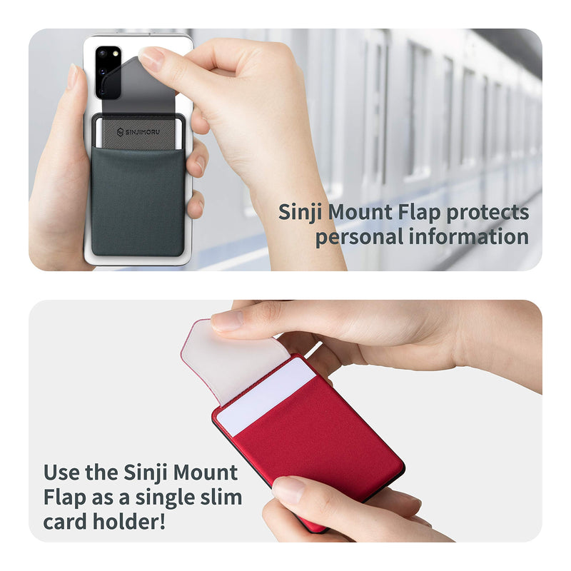 [Australia - AusPower] - Sinjimoru Removable Cell Phone Wallet with Flap, Wireless Charging Compatible Cell Phone Card Holder for Back of Phone. Sinji Mount Flap Black 