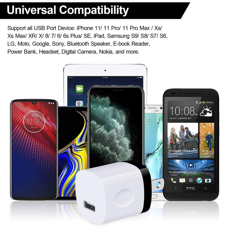 [Australia - AusPower] - Single Port USB Wall Charger, 3pcs 5W USB Power Adapter Plug Charger Cube Compatible for iPhone 11 Xs SE 8 7 6s 5c Moto G Stylus G Play One 5G UW E7 Power Samsung Galaxy A12 A02s M02s M12 M21s A22 5G 3x White 