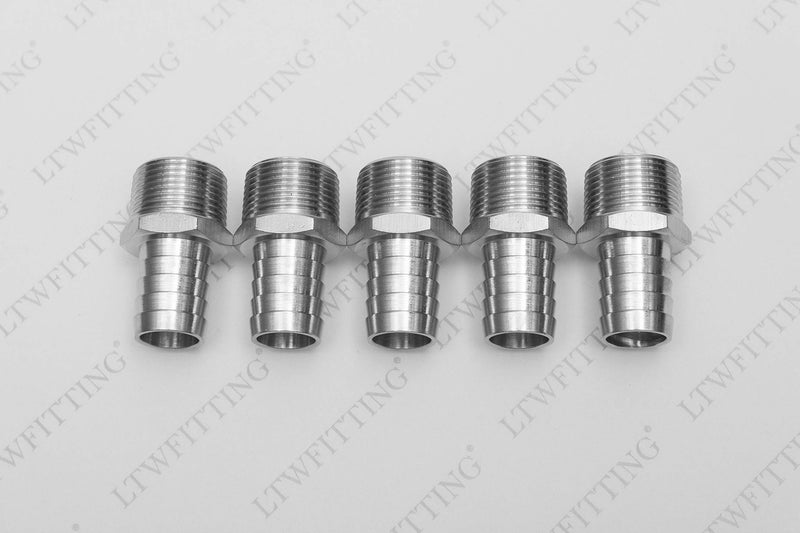 [Australia - AusPower] - LTWFITTING Stainless Steel 316 Barb Fitting Coupler/Connector 3/4" Hose ID x 3/4" Male NPT Gas(Pack of 5) 