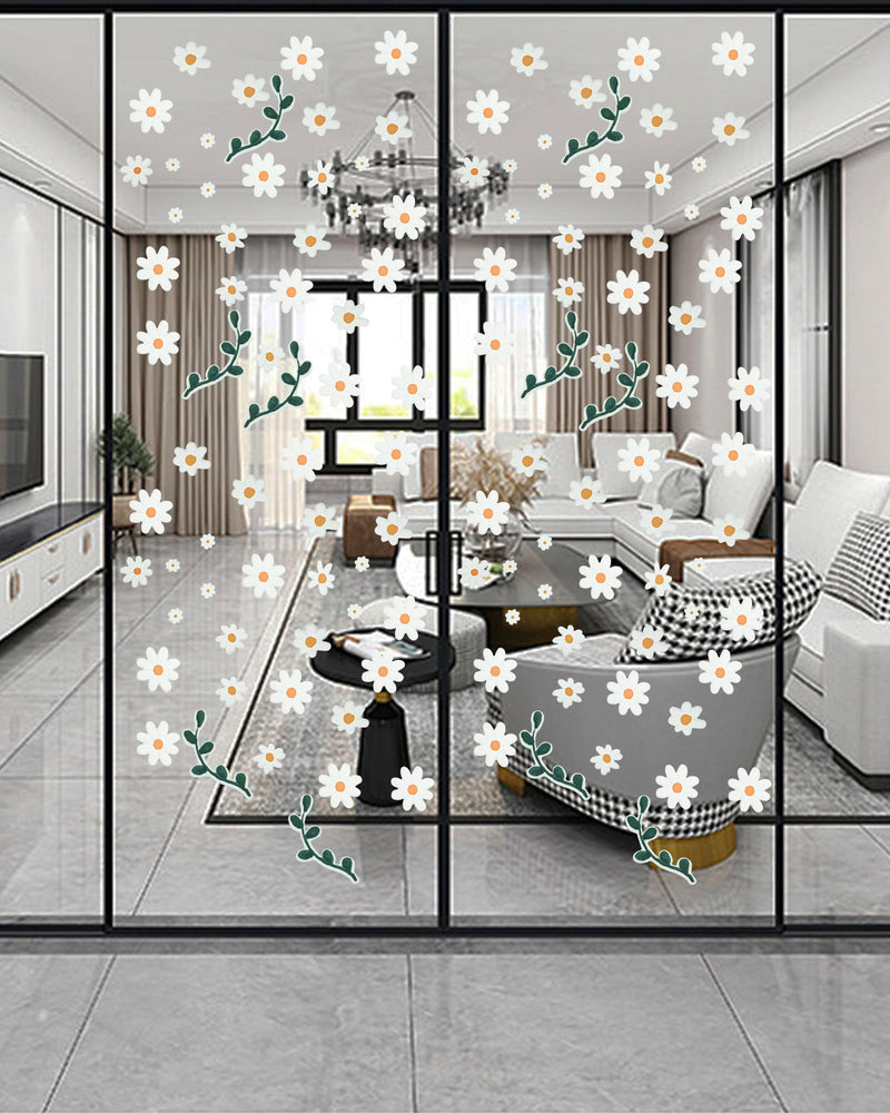 [Australia - AusPower] - 96pcs Pattern Daisy Wall Decals White Daisy Decals Flower Wall Decals Peel and Stick Floral Stickers for Kids Girls Nursery Playroom Bedroom Living Room Wall Decor，Classroom Office Decor（12Big Sheet） 