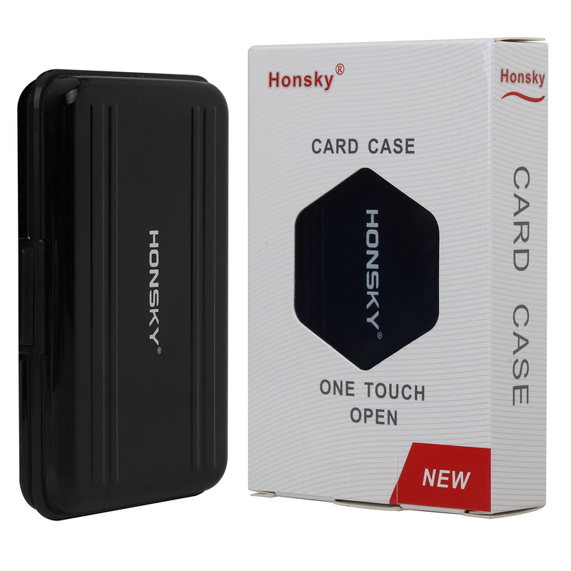 [Australia - AusPower] - Honsky Aluminum UHS-I SD Micro SD SDHC SDXC TF SecureDigital Memory Card Carrying Case Holder Organizer Box Keeper for Computer Camera Media Storage Organization, Black 