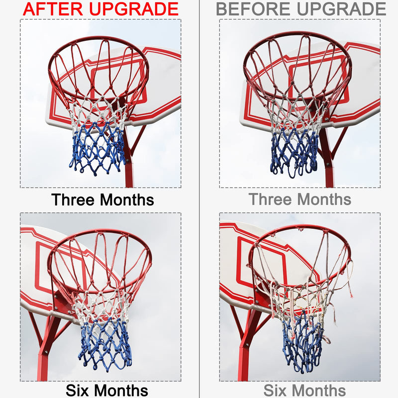 [Australia - AusPower] - NEIJIANG Basketball Net Outdoor, 2022 Upgrade Thick Professional Basketball Net Replacement Heavy Duty, All Weather Anti Whip Color Never Fade -12 Loops (Red White Blue) 