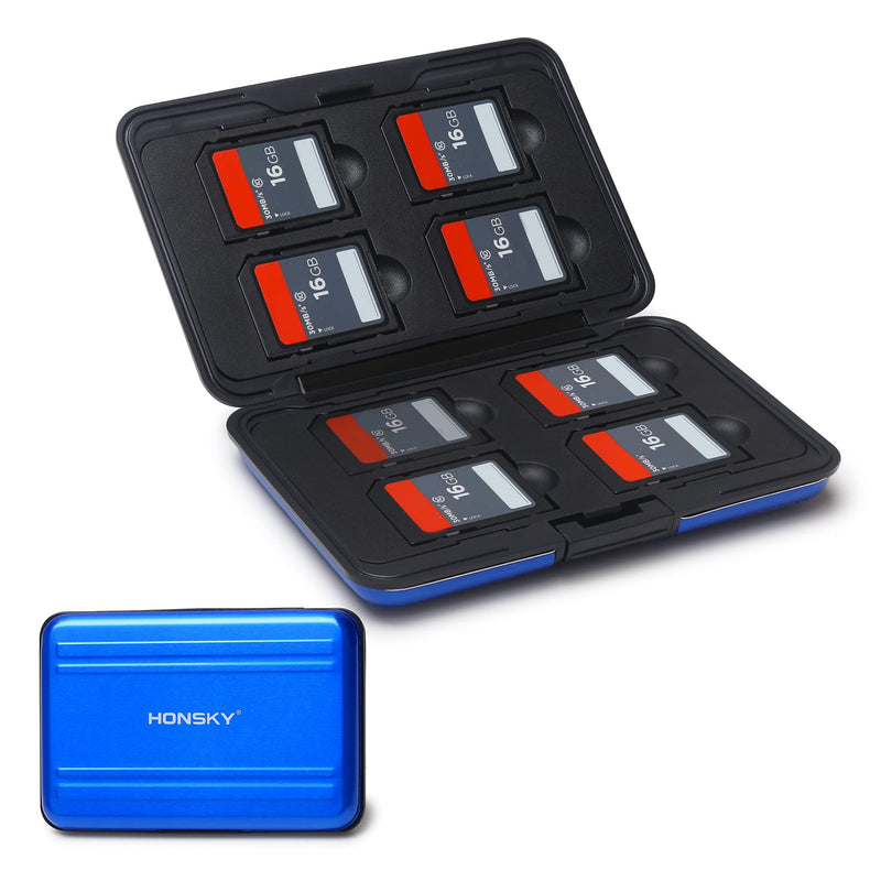 [Australia - AusPower] - Honsky Aluminum UHS-I SD Micro SD SDHC SDXC TF SecureDigital Memory Card Carrying Case Holder Organizer Box Keeper for Computer Camera Media Storage Organization,Blue Blue 