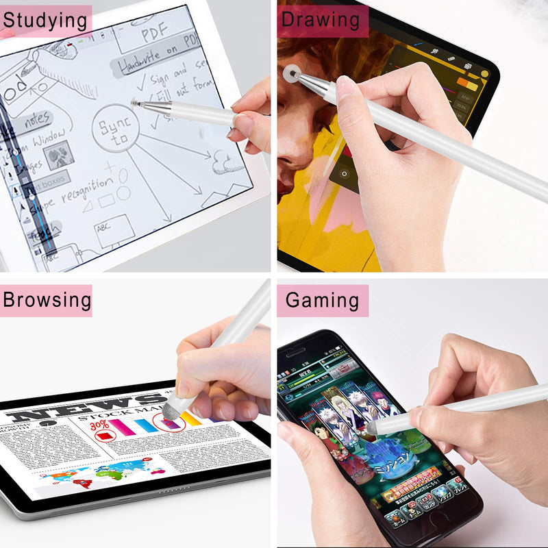 [Australia - AusPower] - Stylus Pens for iPad, Touch Screens Stylus Pencils High Sensitivity Disc & Fiber Tip Universal Stylus with Magnetic Cap Compatible with iPad, iPhone, Android, Microsoft Tablets white/rose gold 