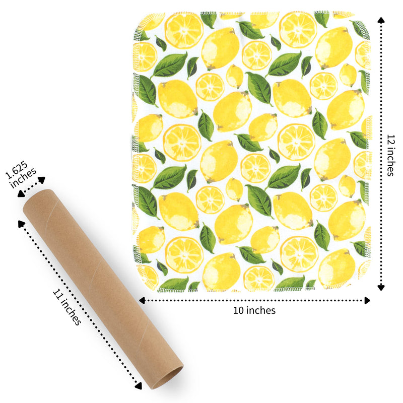 [Australia - AusPower] - The Useless Brand Reusable Paper Towels Roll | 12 Eco Friendly Washable Cotton Flannel Towels w/ Cardboard Roll | Zero Waste & Sustainable | Fits on All Holders (Lemons, 12 Towels) 