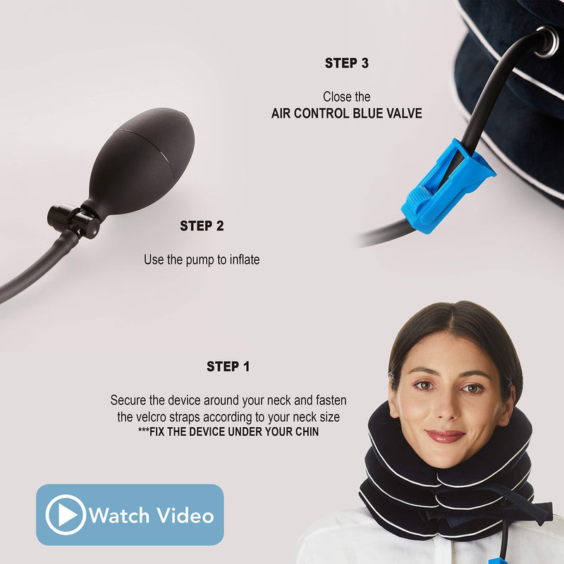 [Australia - AusPower] - Dr Fix Cervical Neck Traction Device for Instant Neck Pain Relief at Home | Elastic Band (Dark Blue, 12-17) Dark Blue 12-17 Inch (Pack of 1) 