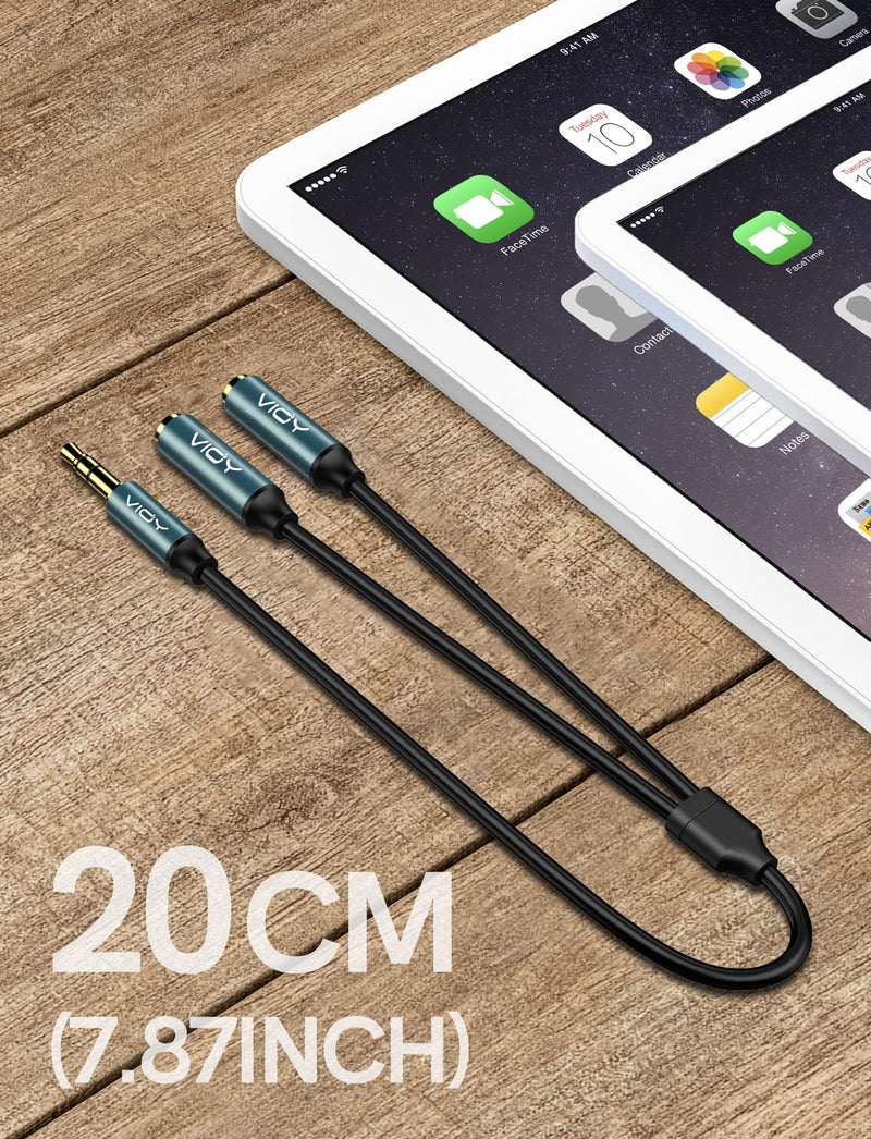 [Australia - AusPower] - Headphone Splitter, VIOY 3.5mm Stereo Audio Y Splitter Cable Male to Female Dual Headphone Jack Extender for iPhone, Samsung, Tablet, Laptop, Speaker, MacBook Deep Green 