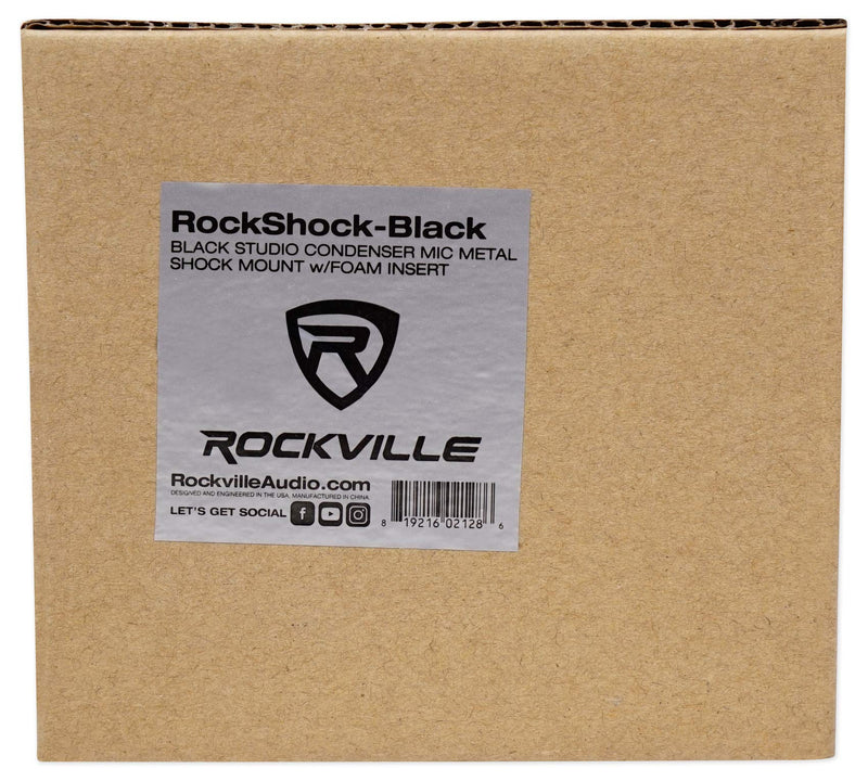 [Australia - AusPower] - Rockville RockShock Black Studio Condenser Microphone Metal Shock Mount w/Foam 