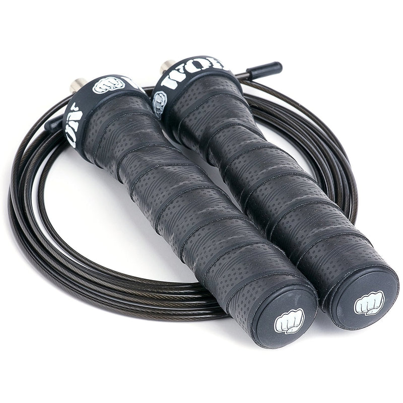 [Australia - AusPower] - WOD Nation Attack Speed Jump Rope : Adjustable Jumping Ropes : Unique Two Cable Skipping Workout System : One Thick and One Light 11 Foot Cable : Perfect for Double Unders forCrossfit : Fits Men and Women Black 