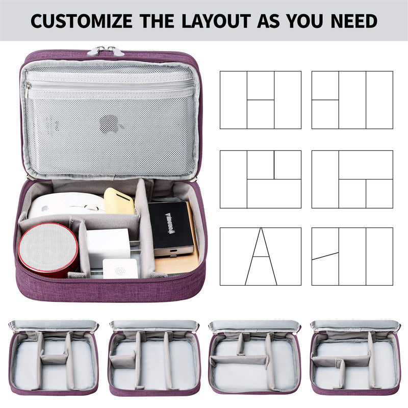[Australia - AusPower] - Travel Cable Organizer Bag, Electronic Accessories Case Portable Double Layer Cable Storage Bag for Cord,Phone,Charger, Flash Drive, Phone, SD Card,Personal Items - (Purple) S Purple 