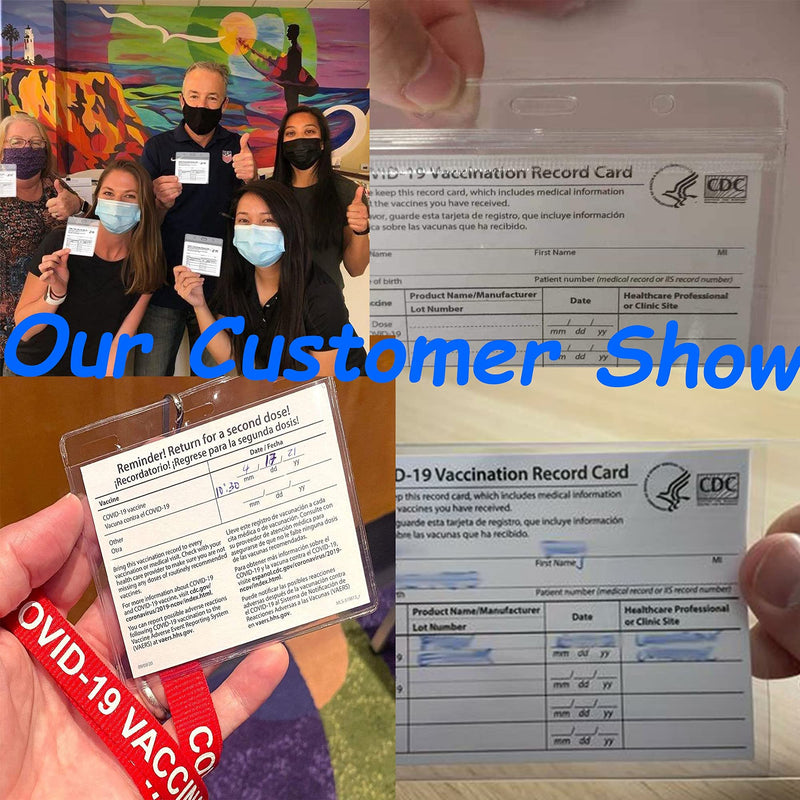 [Australia - AusPower] - 6 Pack CDC Vaccine Card Holder 4 X 3In Immunization Record Vaccine Card Protector Waterproof with Lanyard,Clear Vinyl Plastic Sleeve,Horizontal Badge Holder with Resealable Zip and 6 Lanyard Slots 