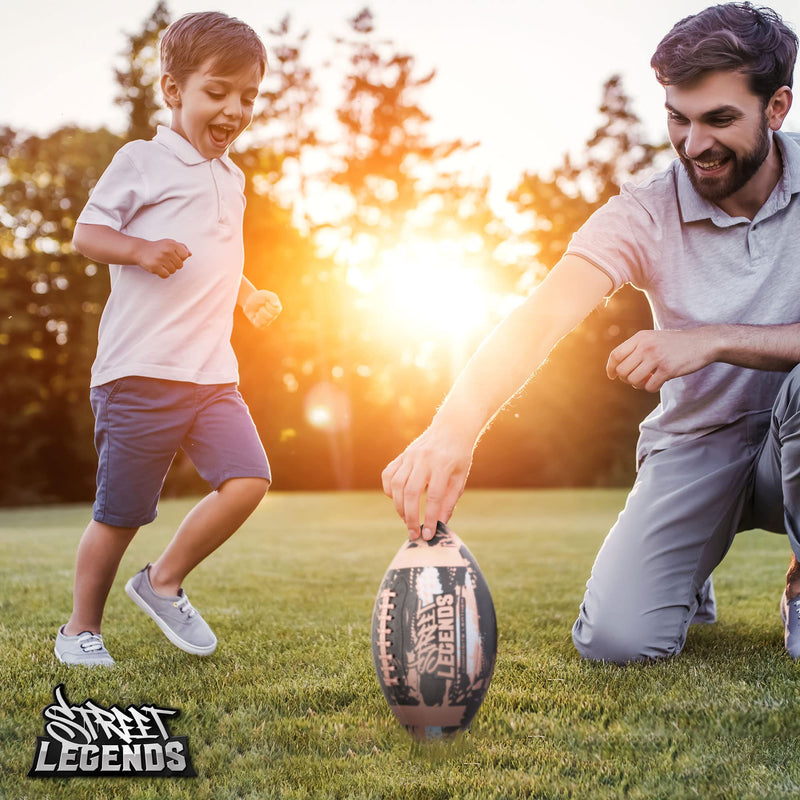 [Australia - AusPower] - Street Legends Youth Football for Kids Graffiti Printed Composite Leather Size 8 Football Includes Pump Made for Training Practicing Recreational Play Brown Junior 