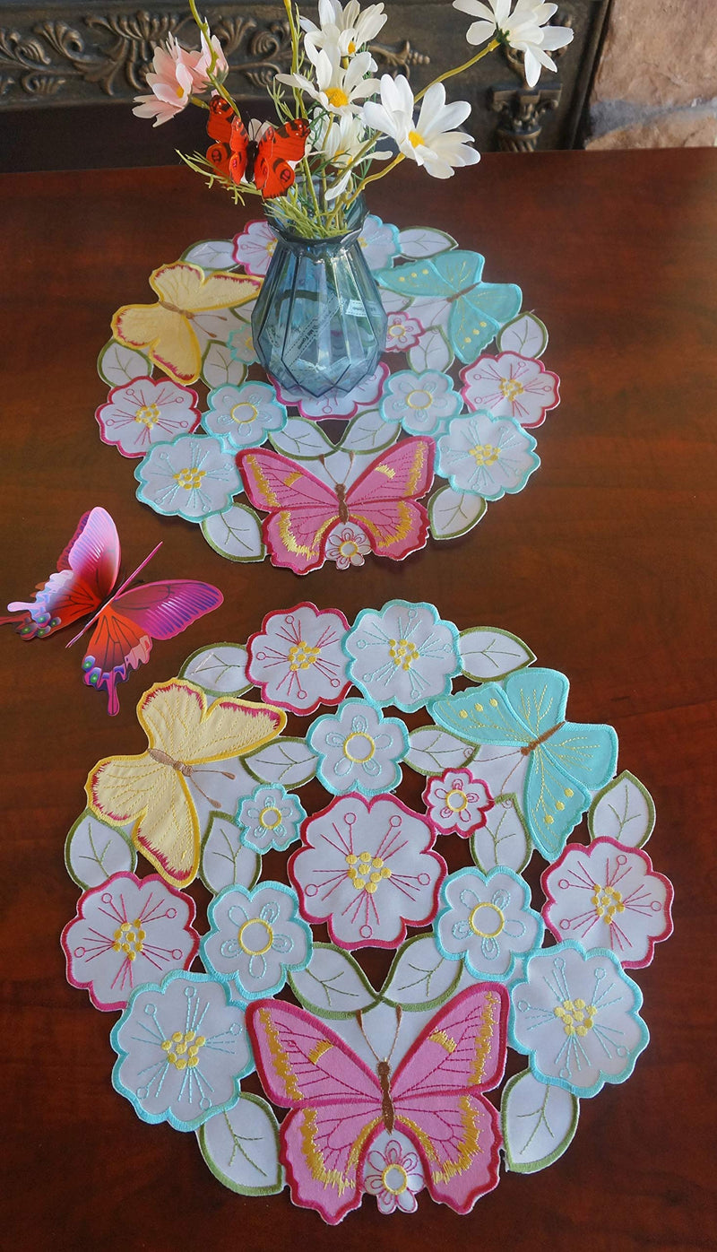 [Australia - AusPower] - GRANDDECO Spring Flowery Butterfly Placemats Set of 4,Floral Daisy Cutwork Embroidered Table Linen for Home Kitchen Dining Spring Holiday Tabletop Decoration, Placemat 14" Set of 4, Butterfly 