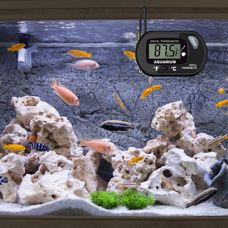 [Australia - AusPower] - Aquarium Thermometer, Fish Tank Thermometer, Water Thermometer seachem Prime with LCD Display Fahrenheit/Celsius(℉/℃) for Vehicle Reptile Terrarium Fish Tank Refrigerator by AikTryee 
