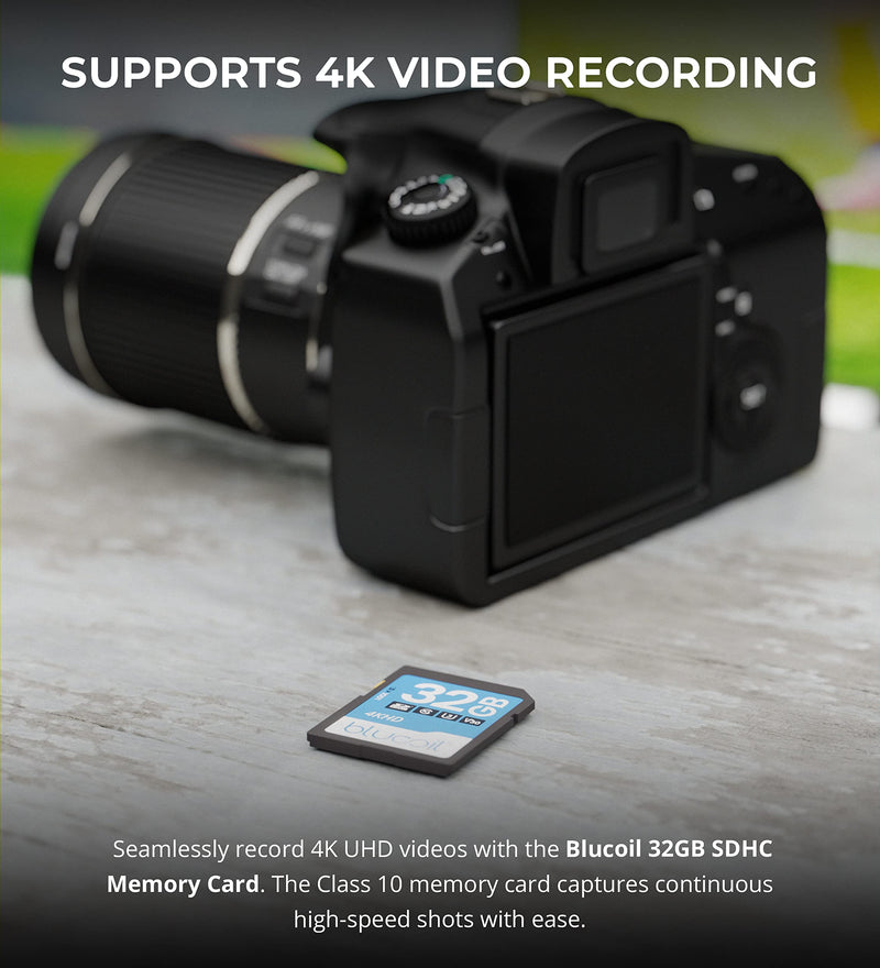 [Australia - AusPower] - Blucoil 32GB Class 10 SDHC Flash Memory Card SD Card with Write Protection Feature for 4K UHD and Full HD Video Recording on Digital Cameras, DSLR, Camcorders, Recorders, and Computers 