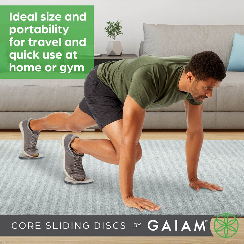 [Australia - AusPower] - Gaiam Core Sliding Discs - Dual Sided Workout Sliders for Carpet & Hardwood Floor - Home Ab Pads Exercise Equipment Fitness Sliders for Women and Men 