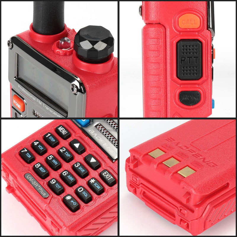 [Australia - AusPower] - BAOFENG UV-5R+ Plus Two Way Radio, Long Range for Adults Rechargeable with Earpiece, Walkie Talkie for Outdoors, 144-148 420-450MHz, Qualette Series, Flame Red 