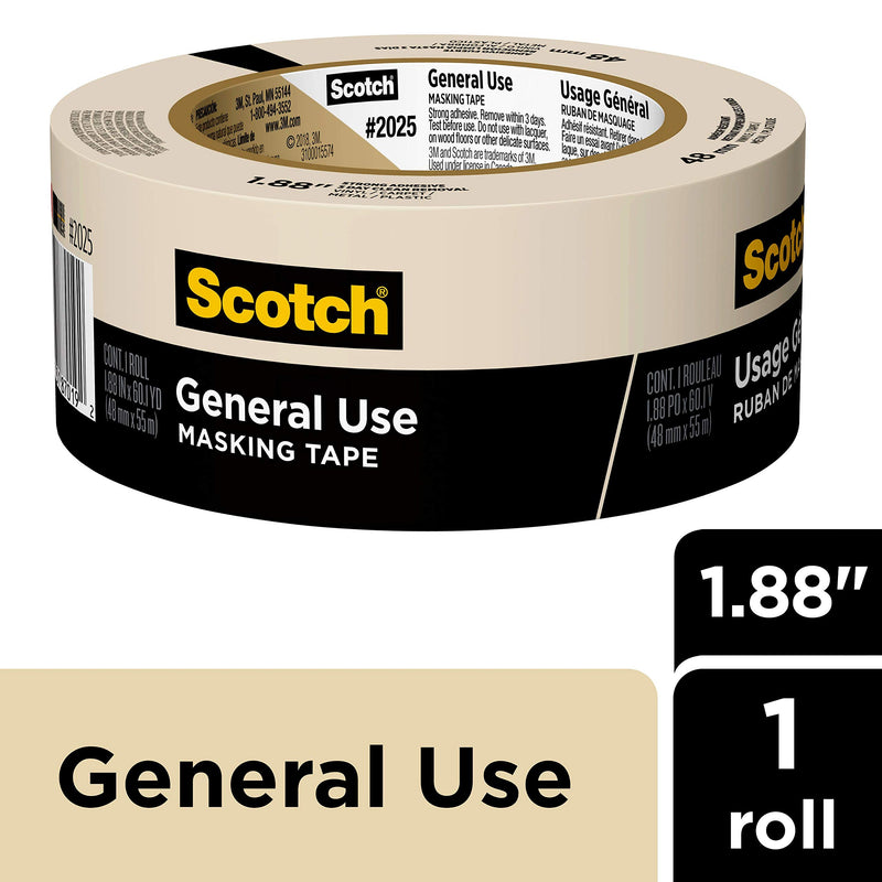 [Australia - AusPower] - Scotch General Use Masking Tape for Basic Painting, 1.88 inches by 60 yards, 2025, 1 roll 