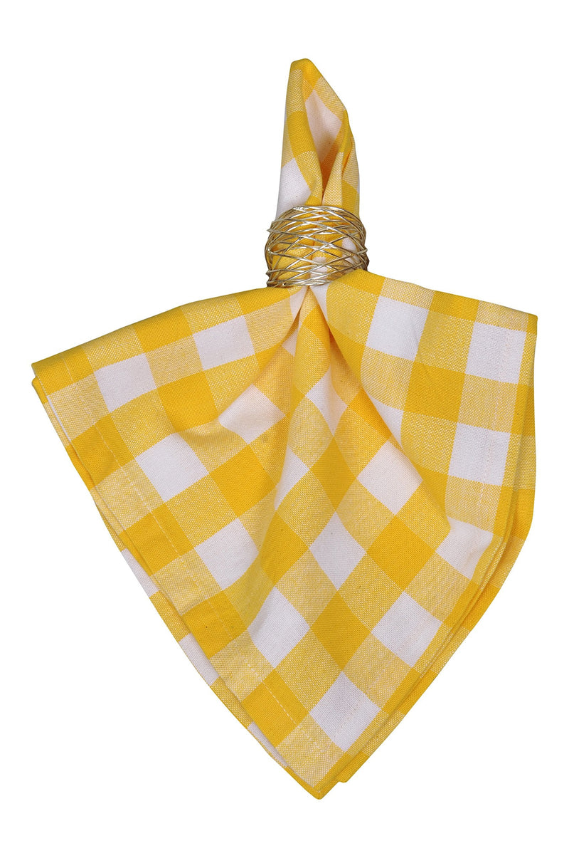 [Australia - AusPower] - Yourtablecloth Buffalo Plaid 100% Cotton Cloth Checkered Dinner Table Napkins – Vibrant Colors – Soft & Super Absorbent Napkins 20 x 20 Set of 6 Yellow and White 