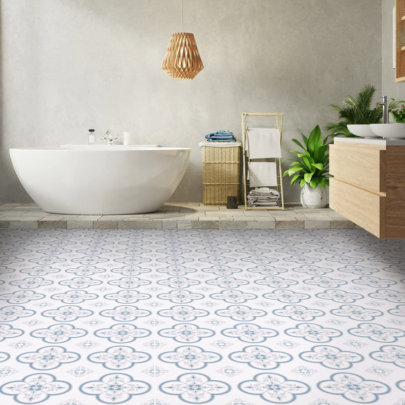 [Australia - AusPower] - Peel & Stick Floor Stickers 8"x8" Self Adhesive, Suitable for Wall, Floor, Kitchen, Bathroom, Pet House, Fireplace 10 Sheets Wall Decorative Decals (8x8 inches, Blooming Flowers, 10) 