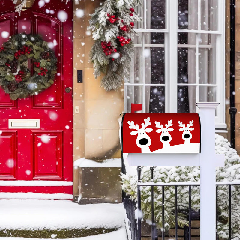 [Australia - AusPower] - Merry Christmas Elk Mailbox Cover 21x18 Inch, Red Christmas Reindeer Post Letter Box Covers, New Year Holiday Xmas Magnetic Waterproof Mail Wraps for Outdoor Yard Garden Standard Mailbox Decor Christmas Mailbox Cover-01 