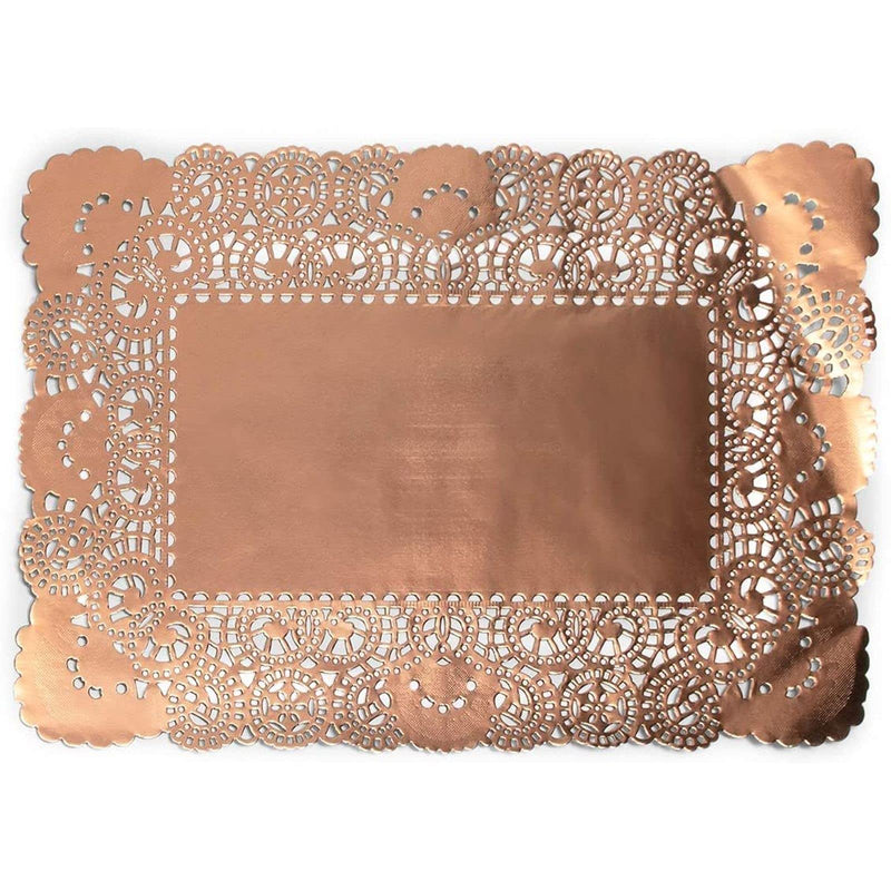 [Australia - AusPower] - Lace Paper Doilies, Rose Gold Foil Placemats (14 x 10 in, 60 Pack) 