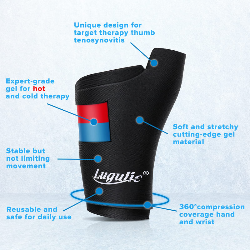 [Australia - AusPower] - Luguiic Wearable Thumb Wrist Ice Pack-Hot Cold Compress Hand Finger Ice Pack,Reusable for Injuries,Carpal Tunnel,Arthritis,Tendonitis,De Quervain's Tenosynovitis, Swelling & Bruises Large/X-Large 