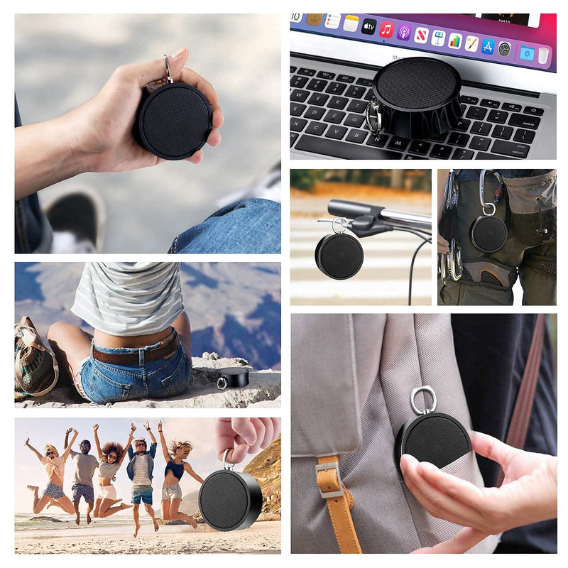 [Australia - AusPower] - TELEWEE Mini Bluetooth Speakers Portable Wireless with TWS Stereo, Metal Body with Enhanced Bass,Support TF SD Aux, Small Outdoor Speaker for Bathroom Bike Boating Vacation W807 Black 