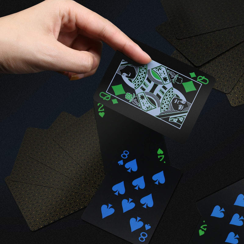 [Australia - AusPower] - INTEGEAR 2 Decks Plastic Playing Cards, Premium Plastic Waterproof Black Playing Poker Cards Professional Luxury Deck of Cards for Adults Classic 2 Decks 