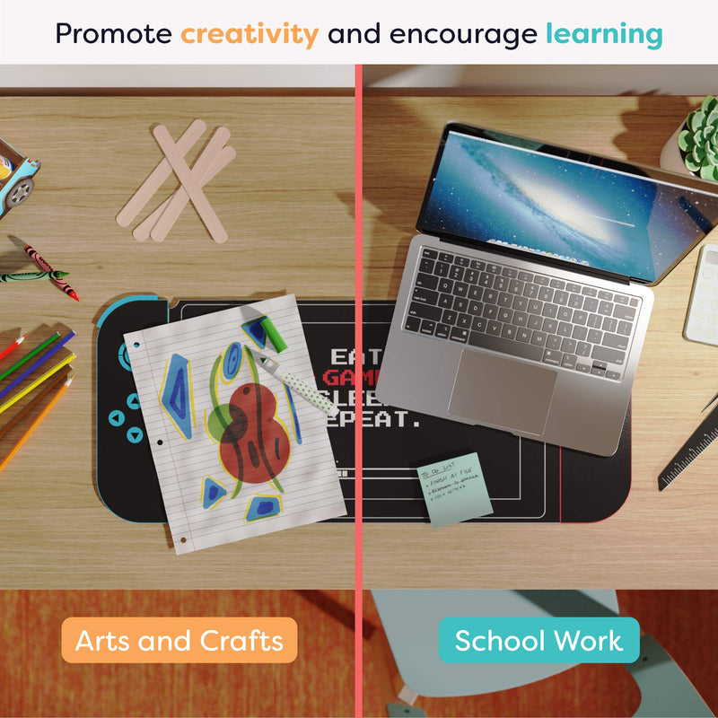 [Australia - AusPower] - Uncommon Desks Kid's Desk Mat - For Schoolwork Arts & Crafts - Fun Computer & Mouse Pad Blotter - Washable Cover - Student School Organizer - Cute Office, Home School Supplies - Game Controller Design 