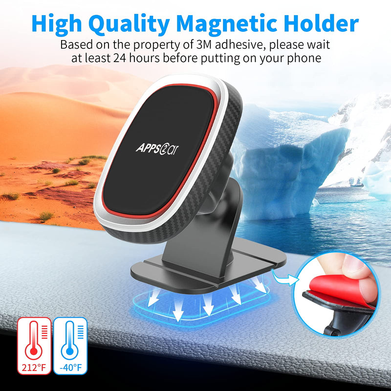 [Australia - AusPower] - APPS2Car [2 Pack] Car Magnetic Phone Mount, Dashboard Magnetic Phone Holder Compatible with Magsafe Case & iPhone 13/12 Pro Max Mini, 360° Rotation 6 Magnets Car Phone Mount 