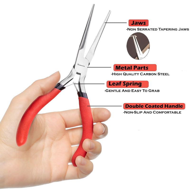 [Australia - AusPower] - Outeels Needle Nose Pliers 6 Inch - Precision Pliers with Extra Long Tapering and Non-Serrated Jaws for Jewelry Making, Bending Wire and Small Object Gripping - Pack 1 