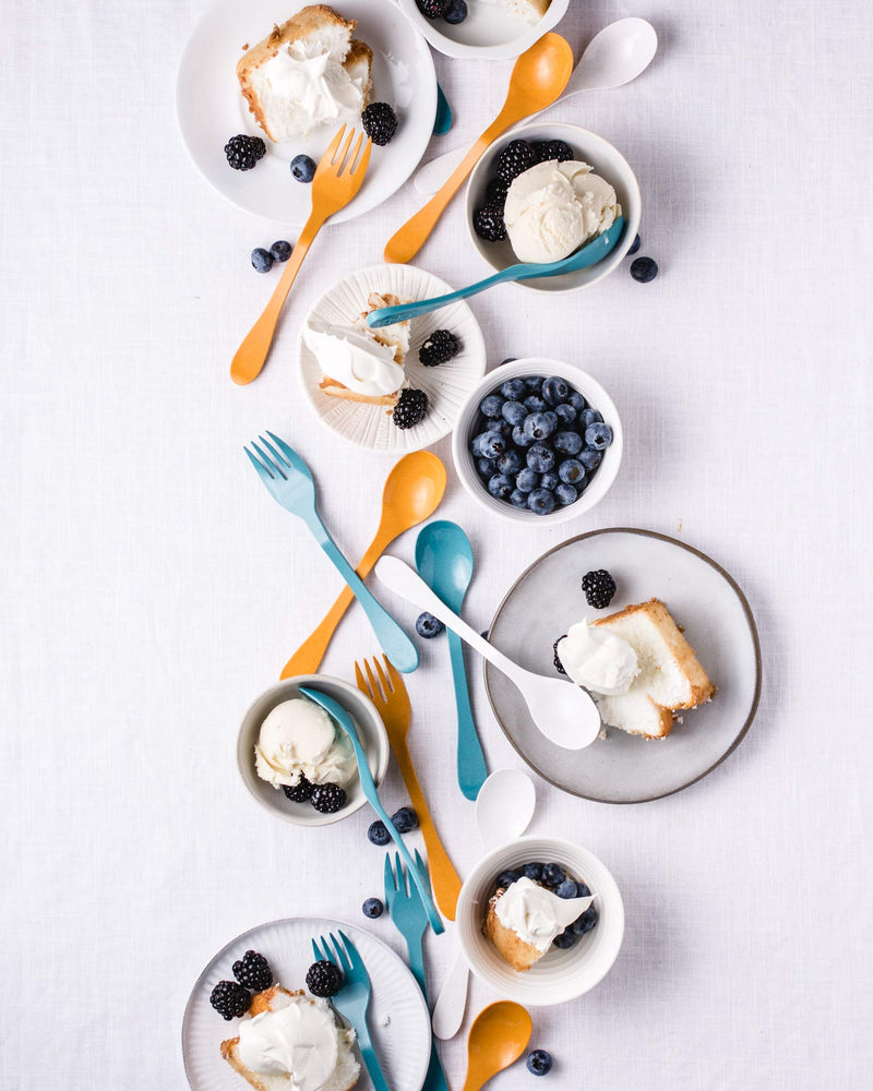 [Australia - AusPower] - Knork Eco Astrik Plant Based Travel Set, 6 Piece Utensil (3 eco Forks, 3 eco Spoons), Blue, Orange, Gray 6 Piece Utensil Set (3 eco forks, 3 eco spoons) 