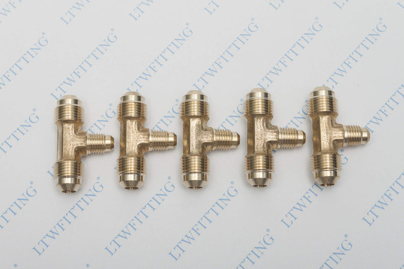 [Australia - AusPower] - LTWFITTING Brass 3/8" x 3/8" x 1/4" OD Flare Reducing Tee,Brass Flare Tube Fitting(Pack of 5) 