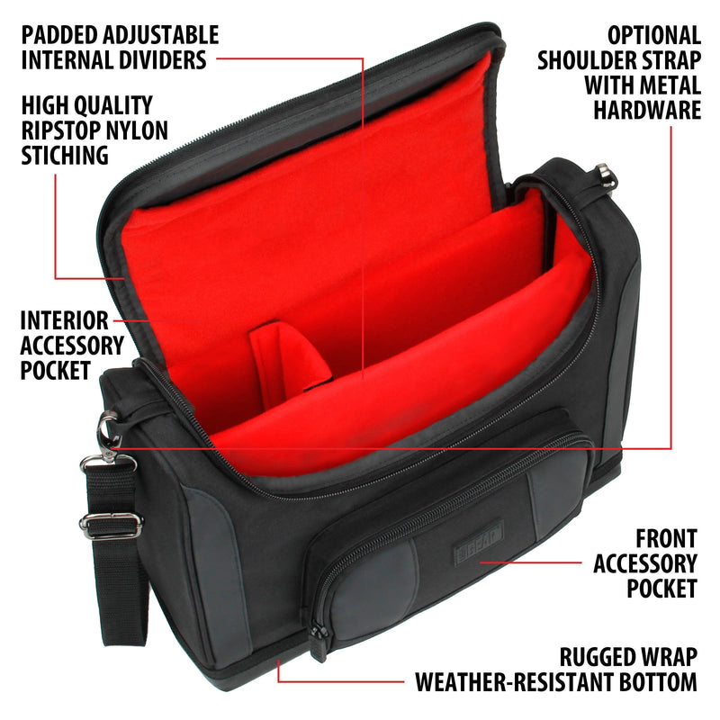 [Australia - AusPower] - USA GEAR Mini Projector Case S7 Pro Portable Projector Bag Carrying Case with Accessory Storage - Compatible with Small LED Projectors from Vankyo, DR. J, AuKing, PVO, DBPOWER, CiBest (Red) Black and Red 