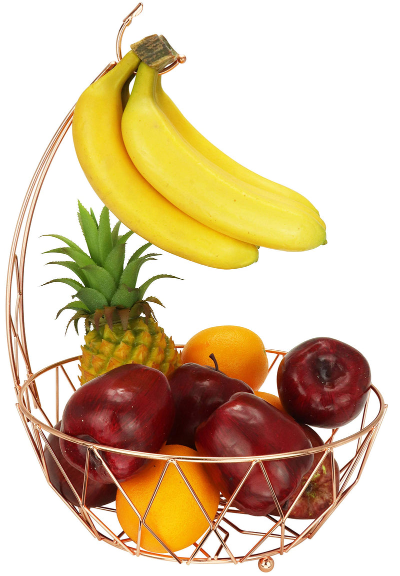 [Australia - AusPower] - RosyLine，Fruit Basket + Banana holder, Elegant Fruit Bowl with Banana Tree Hanger, (rose gold) Rose Gold 
